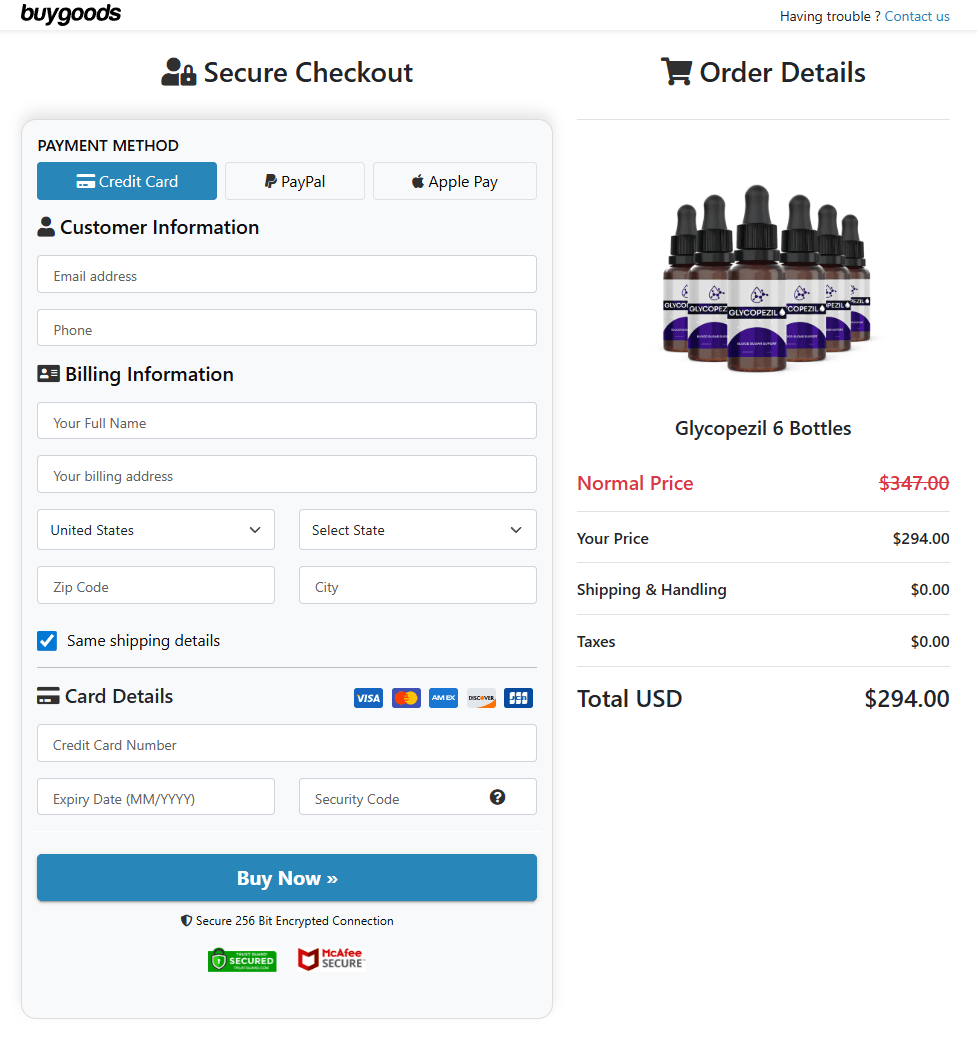 Glycopezil order page